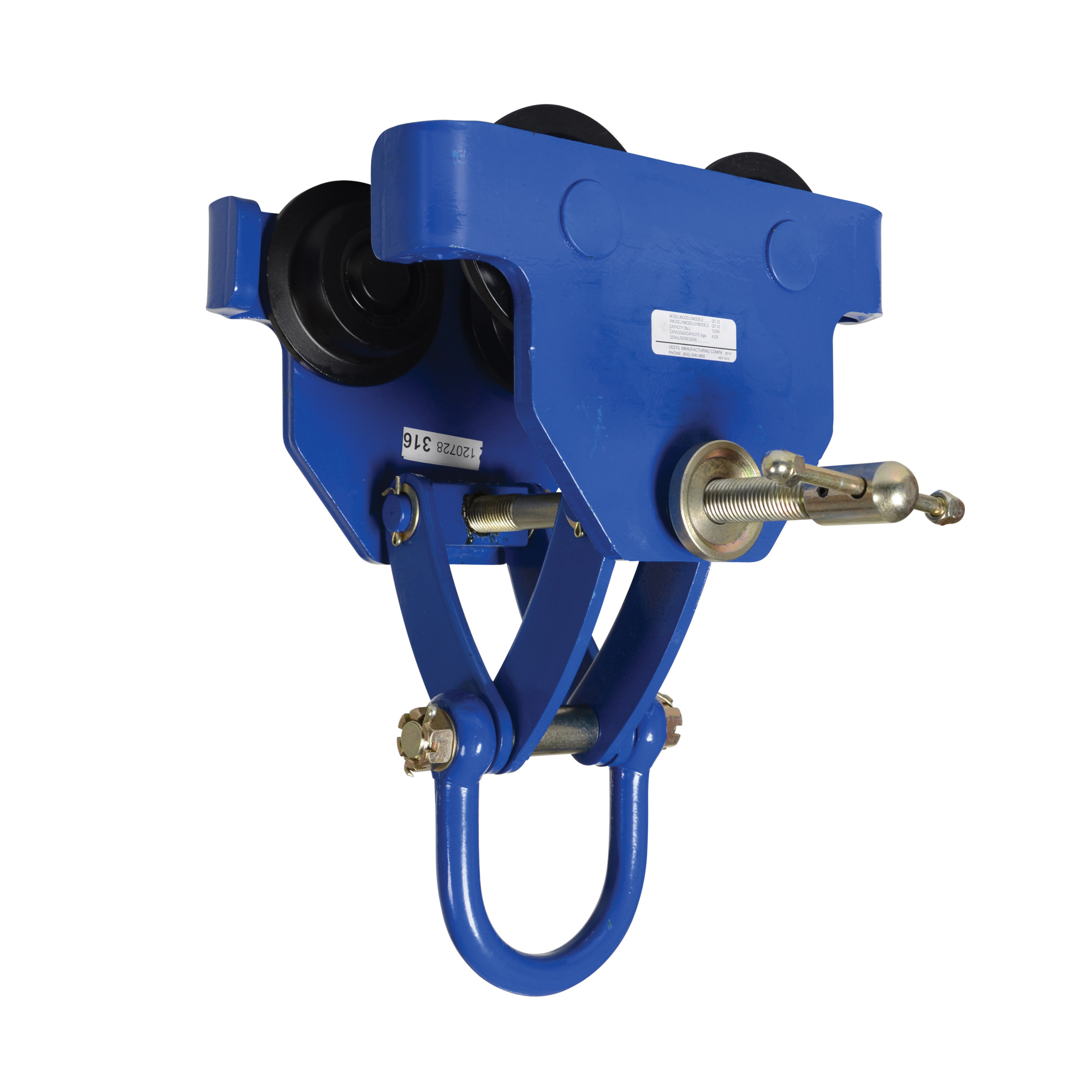 Vestil Quick Install Manual Trolley - 10000-Lb. Capacity, 20.375in. Max. Beam Height, Model# QIT-10